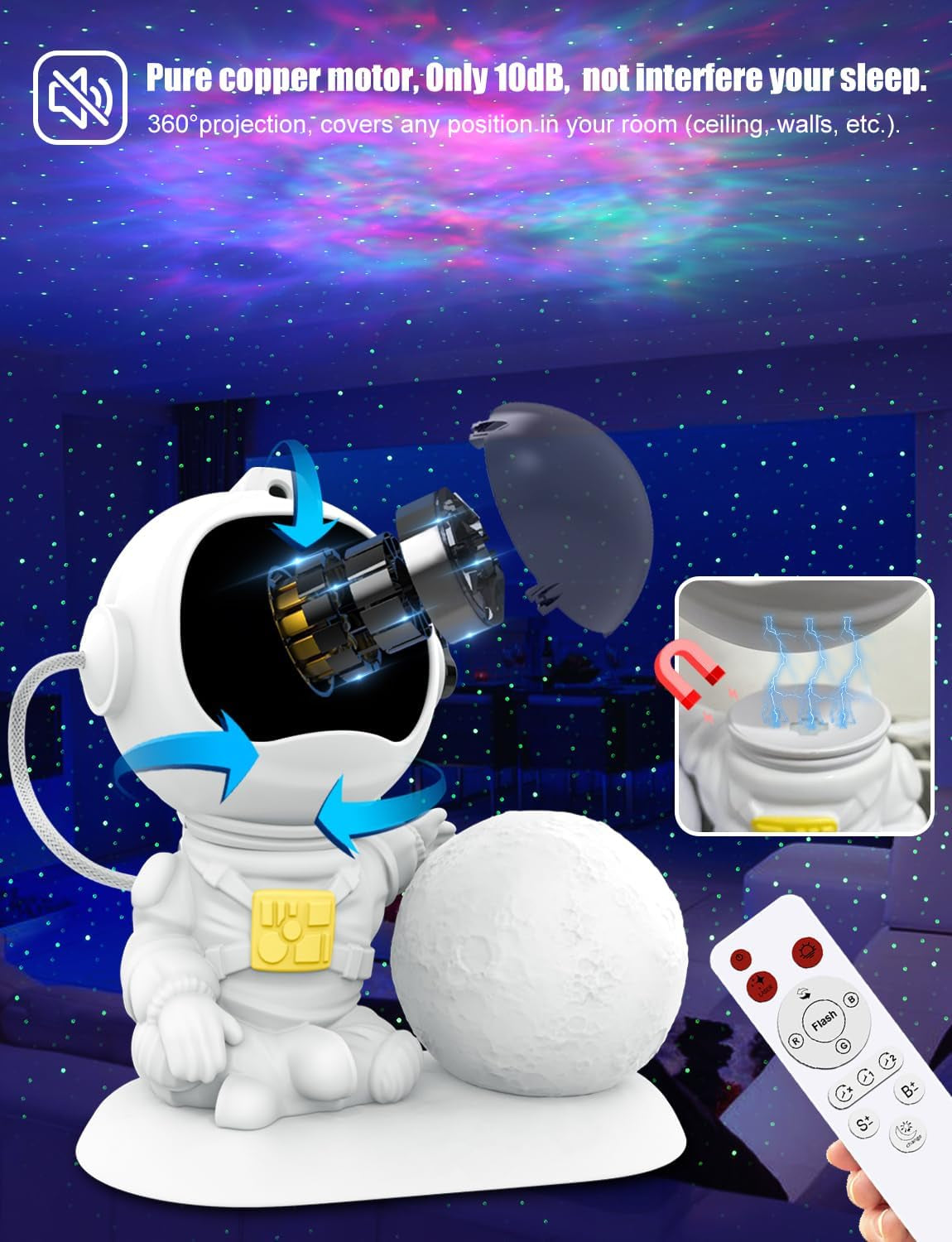 The Astronaut Projector — Galaxy + Nebula Night Light