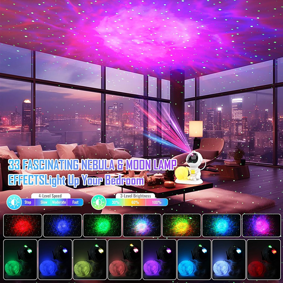 The Astronaut Projector — Galaxy + Nebula Night Light