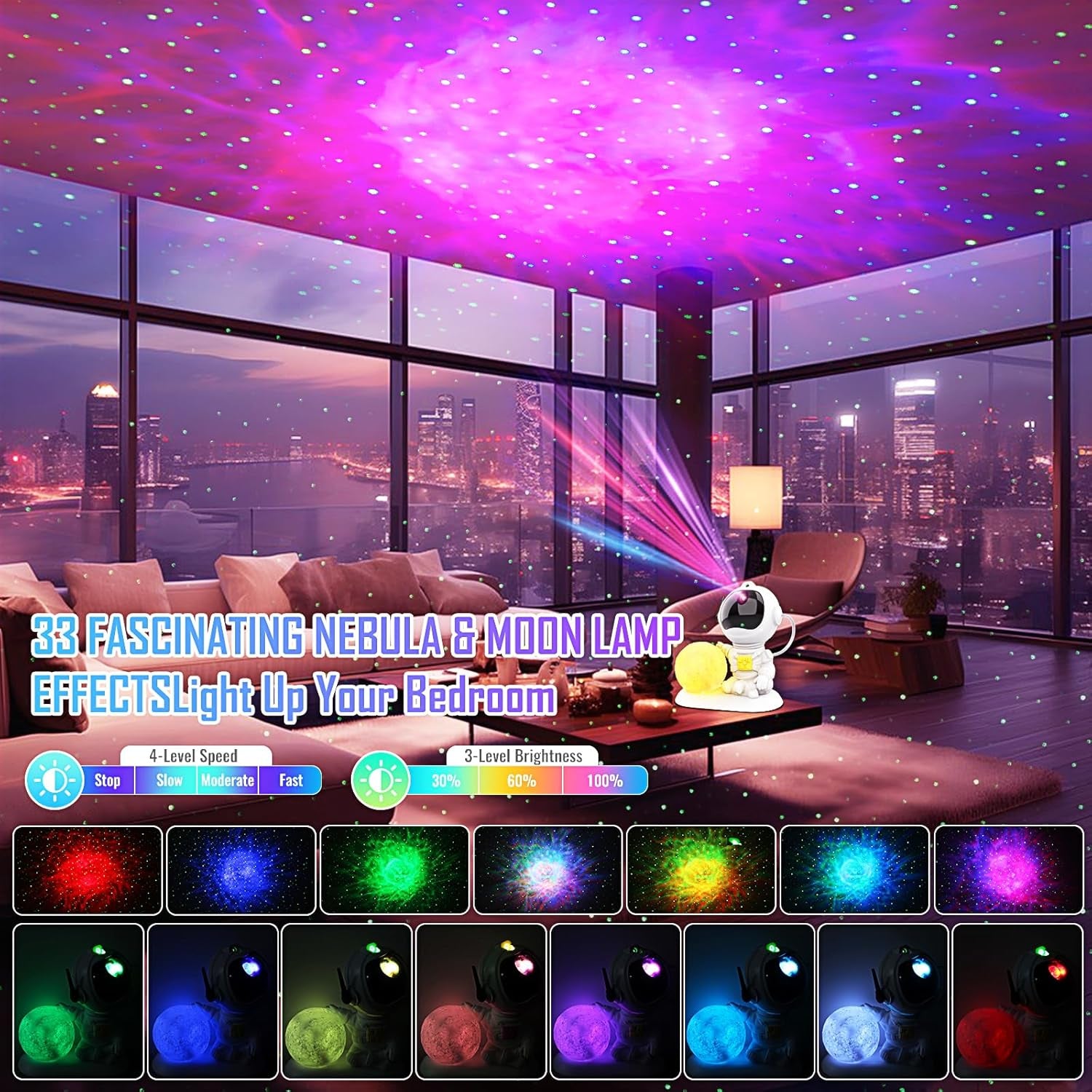 The Astronaut Projector — Galaxy + Nebula Night Light