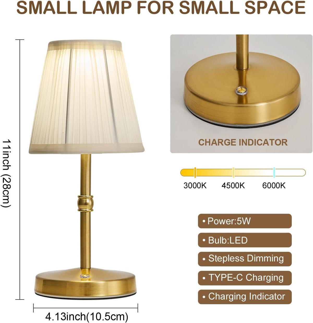 The Glow Lamp — Cordless Rechargeable Touch Table Light (Gold)