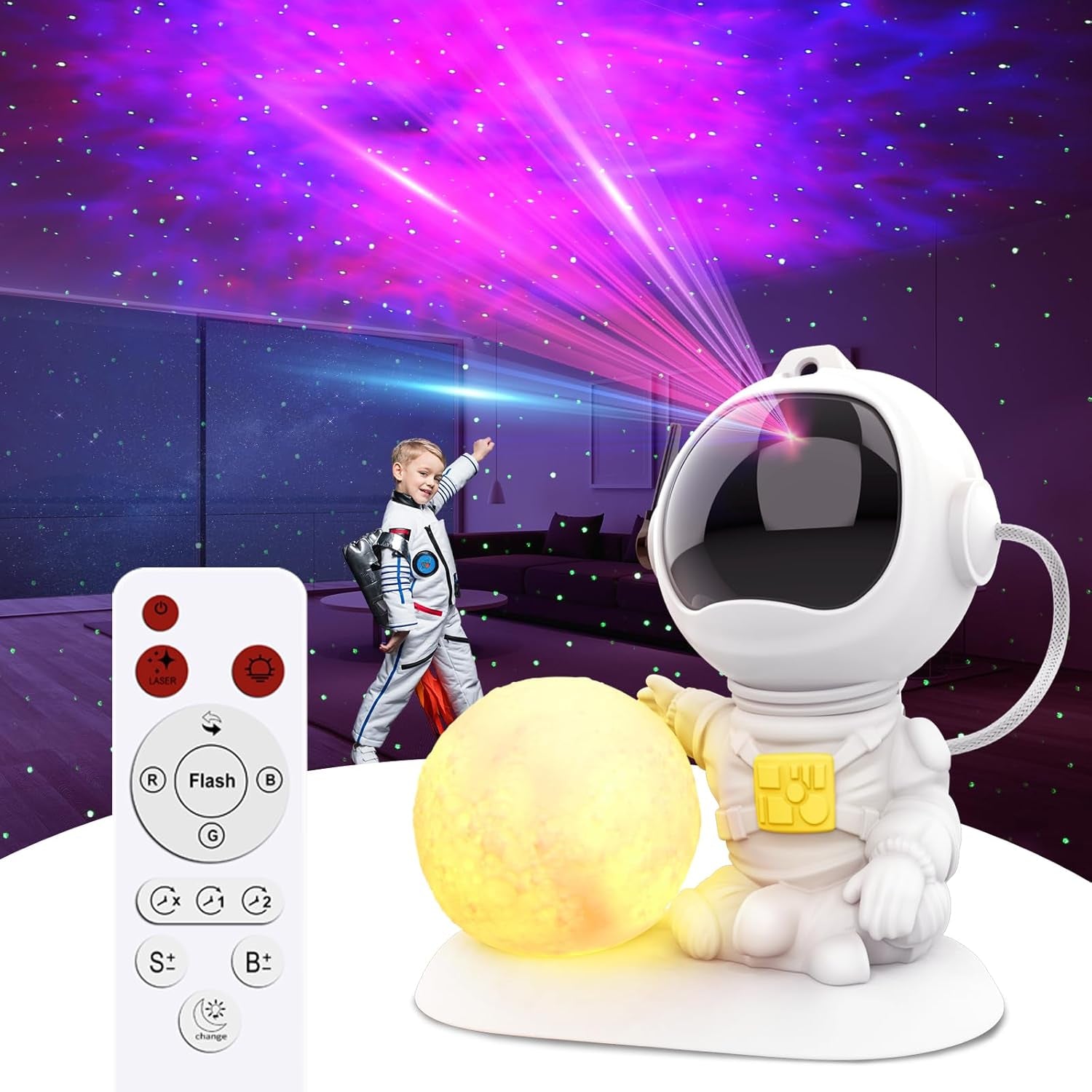 The Astronaut Projector — Galaxy + Nebula Night Light