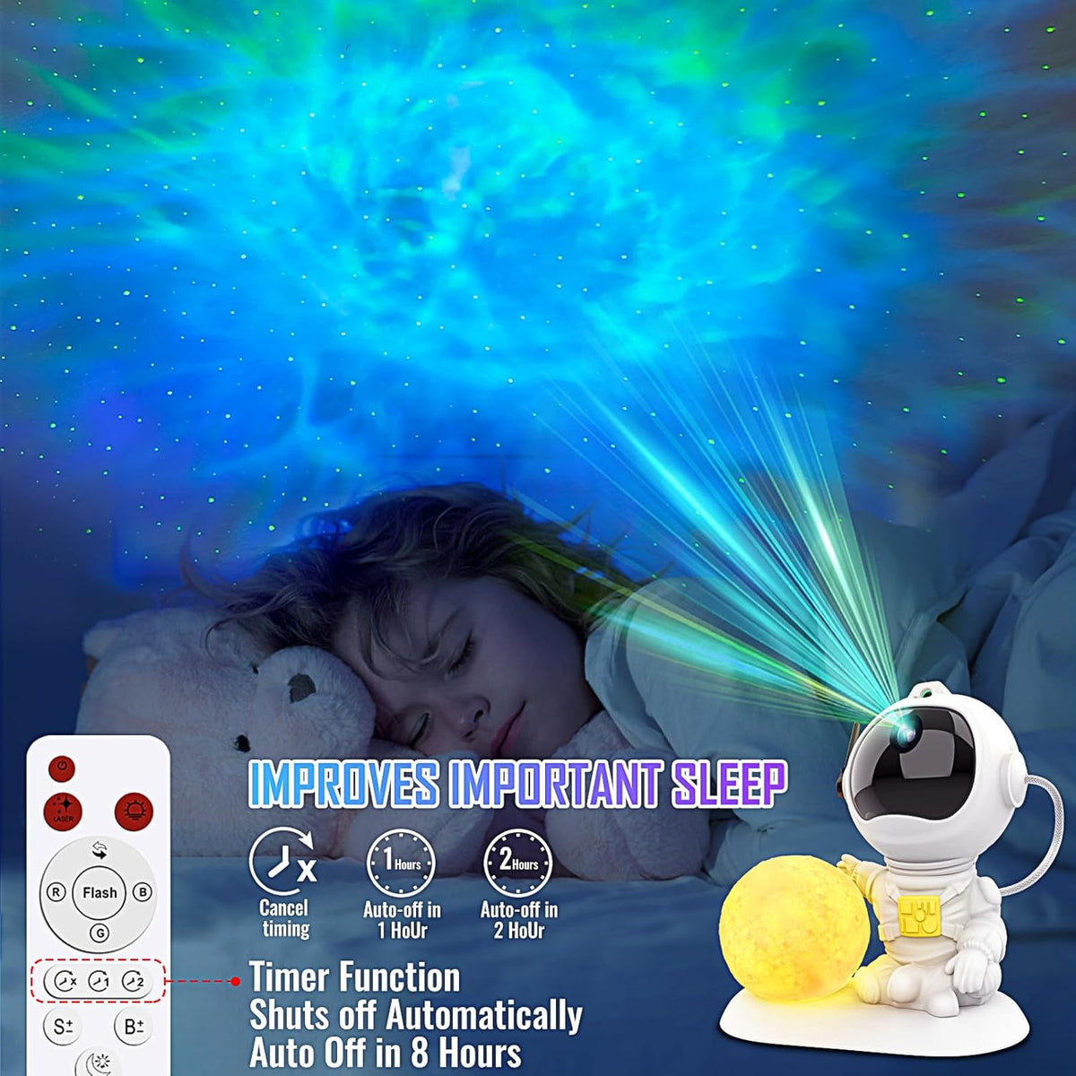 The Astronaut Projector — Galaxy + Nebula Night Light