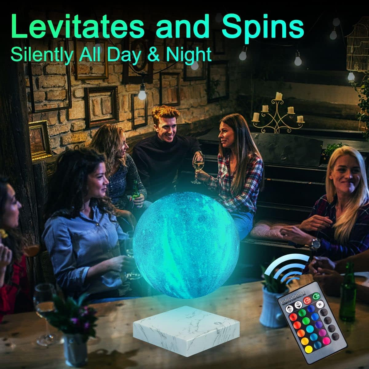 The Levitating Moon Lamp — Floating & Spinning
